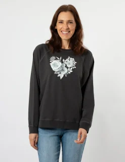 Everyday Sweater - Black Paper Flowers Heart