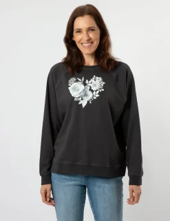 Everyday Sweater - Black Paper Flowers Heart