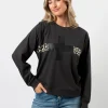 Everyday Sweater - Charcoal Cross Leopard Stripe