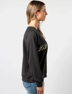 Everyday Sweater - Charcoal Cross Leopard Stripe