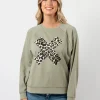 Everyday Sweater - Sage Leopard X