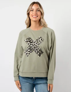 Everyday Sweater - Sage Leopard X
