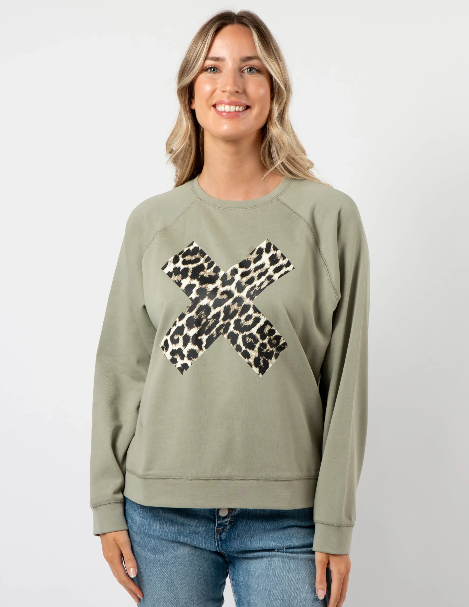 Everyday Sweater - Sage Leopard X