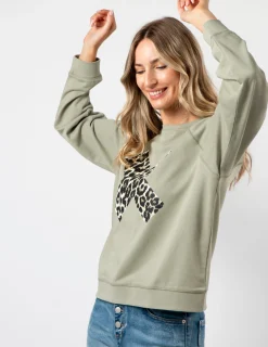 Everyday Sweater - Sage Leopard X