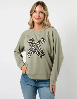 Everyday Sweater - Sage Leopard X