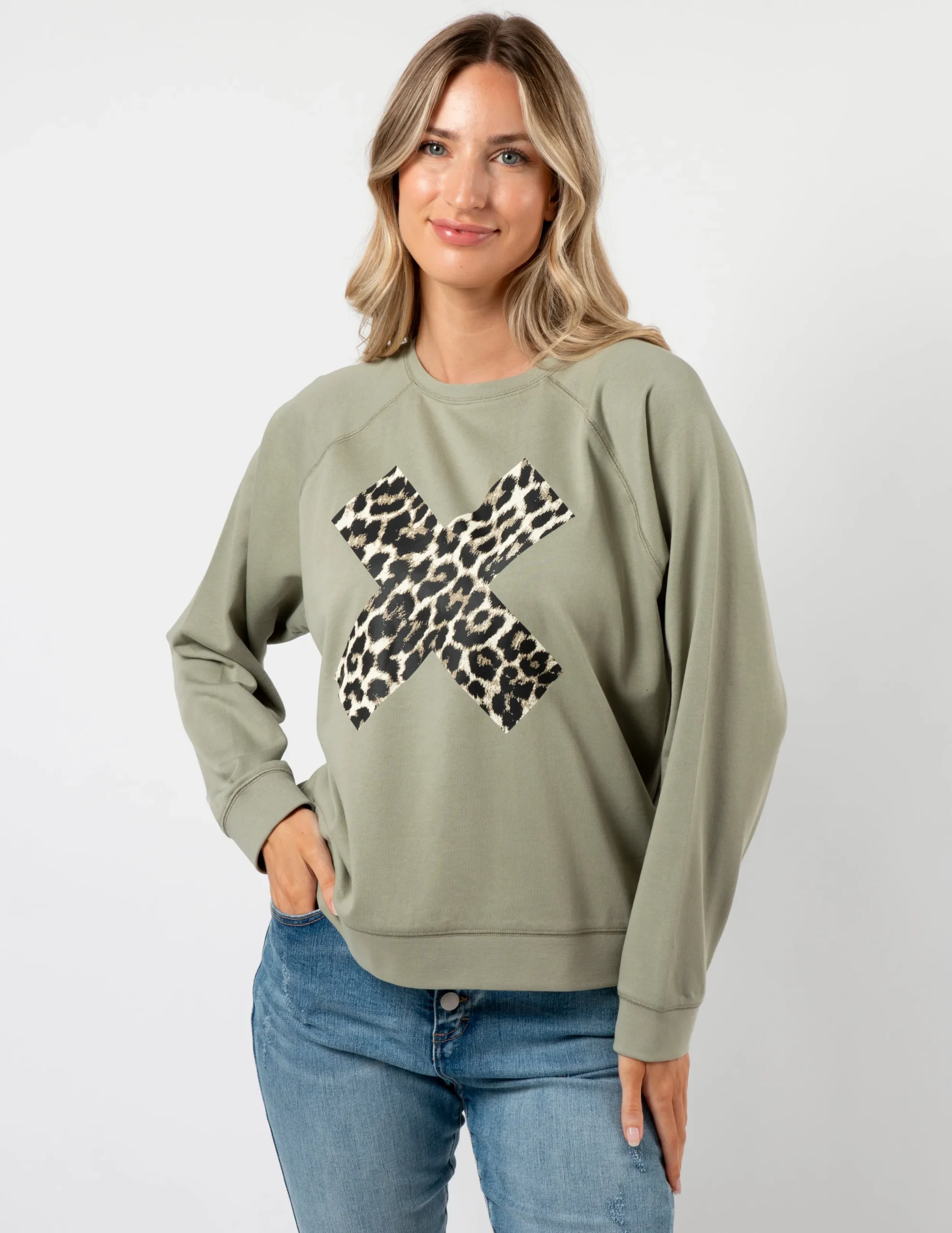 Everyday Sweater - Sage Leopard X