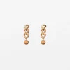 Gold Chain Natural Stone Earrings