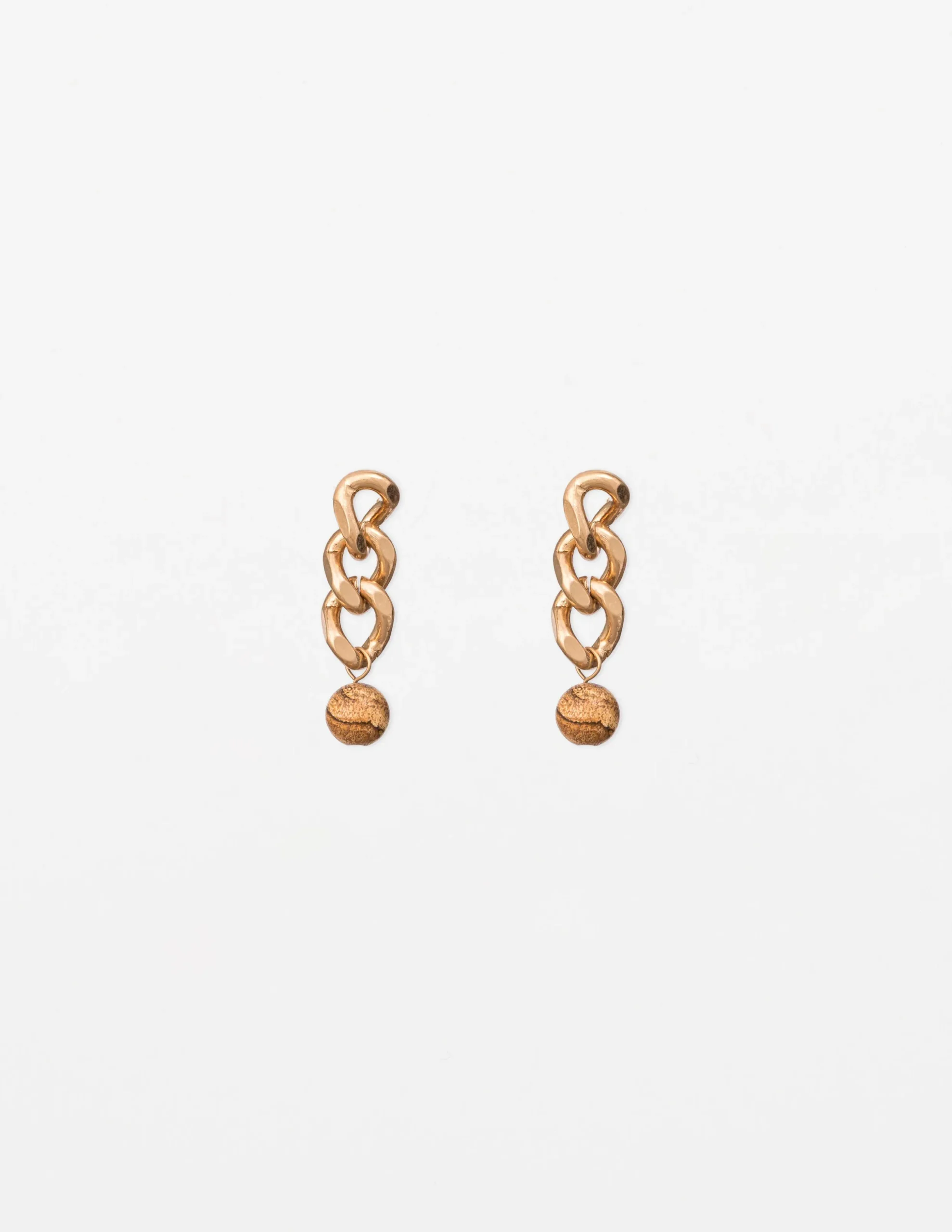 Gold Chain Natural Stone Earrings