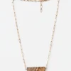 Gold Natural Stone Bar Choker Necklace
