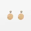 Gold Sphere Speckle Stone Earrings