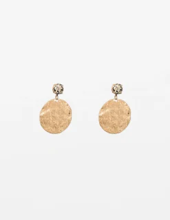 Gold Sphere Speckle Stone Earrings