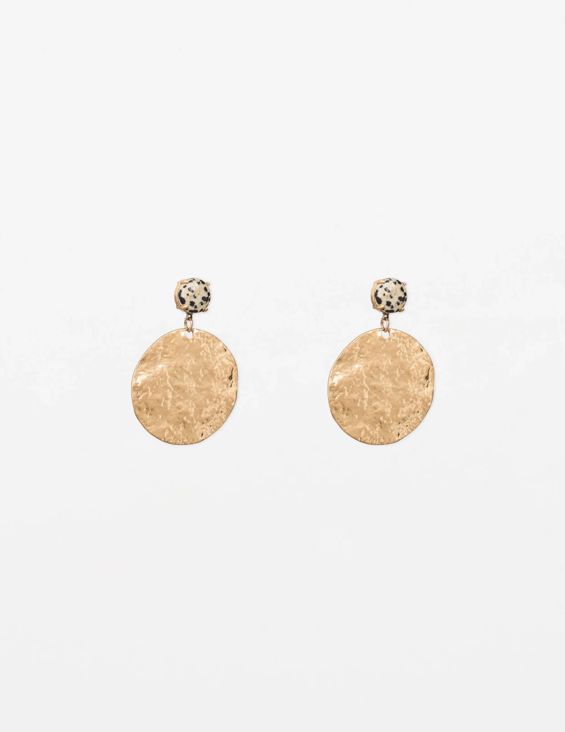 Gold Sphere Speckle Stone Earrings