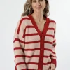 Greyson Cardigan - Pink/Red Stripe