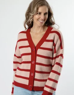 Greyson Cardigan - Pink/Red Stripe