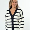 Greyson Cardigan - White/Navy Stripe
