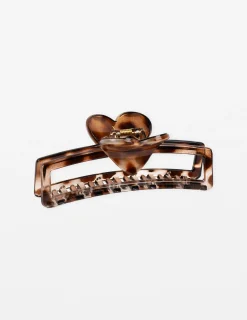 Hair Claw Oblong Heart - Tort