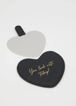 Heart Compact Mirror - Black