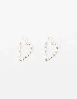 Heart Earrings - White & Gold