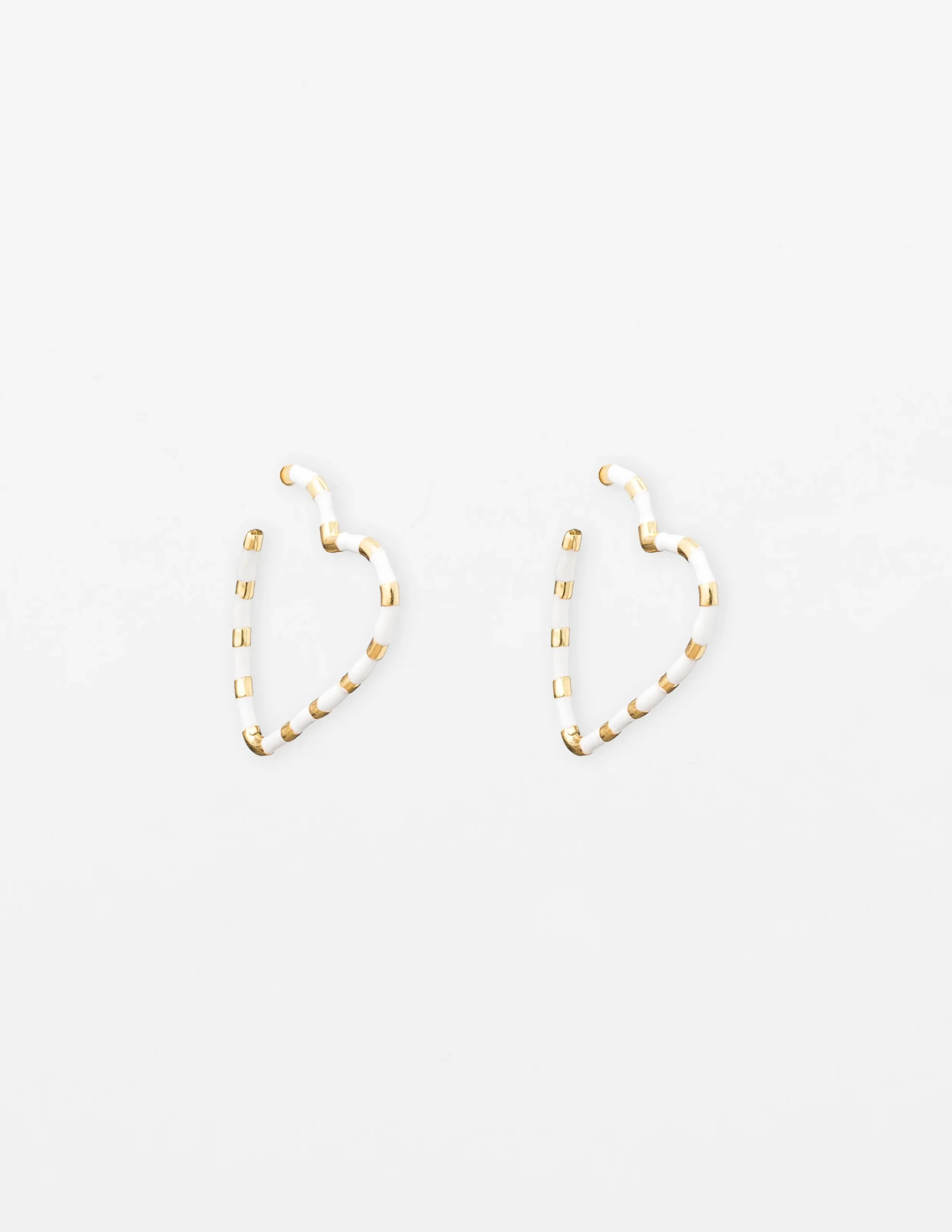 Heart Earrings - White & Gold