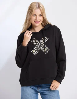 Hoodie - Black Leopard Cross