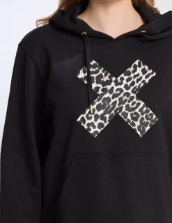 Hoodie - Black Leopard Cross
