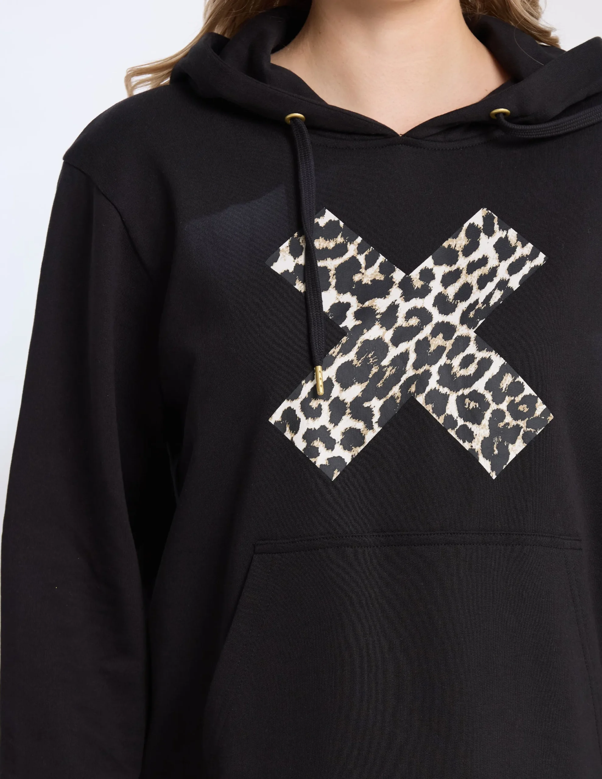 Hoodie - Black Leopard Cross