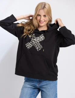 Hoodie - Black Leopard Cross