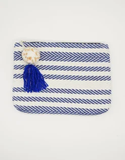 Large Pouch - Navy Herringbone