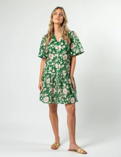 Lena Dress - Vinatge Green Floral