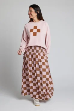 Lenox Skirt - Blush Check