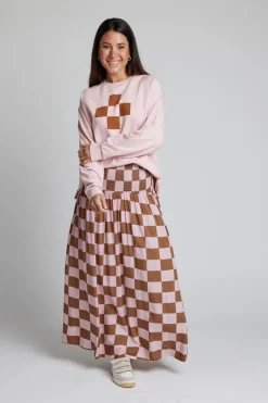 Lenox Skirt - Blush Check