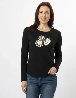 LS Tee - Black Folk Floral