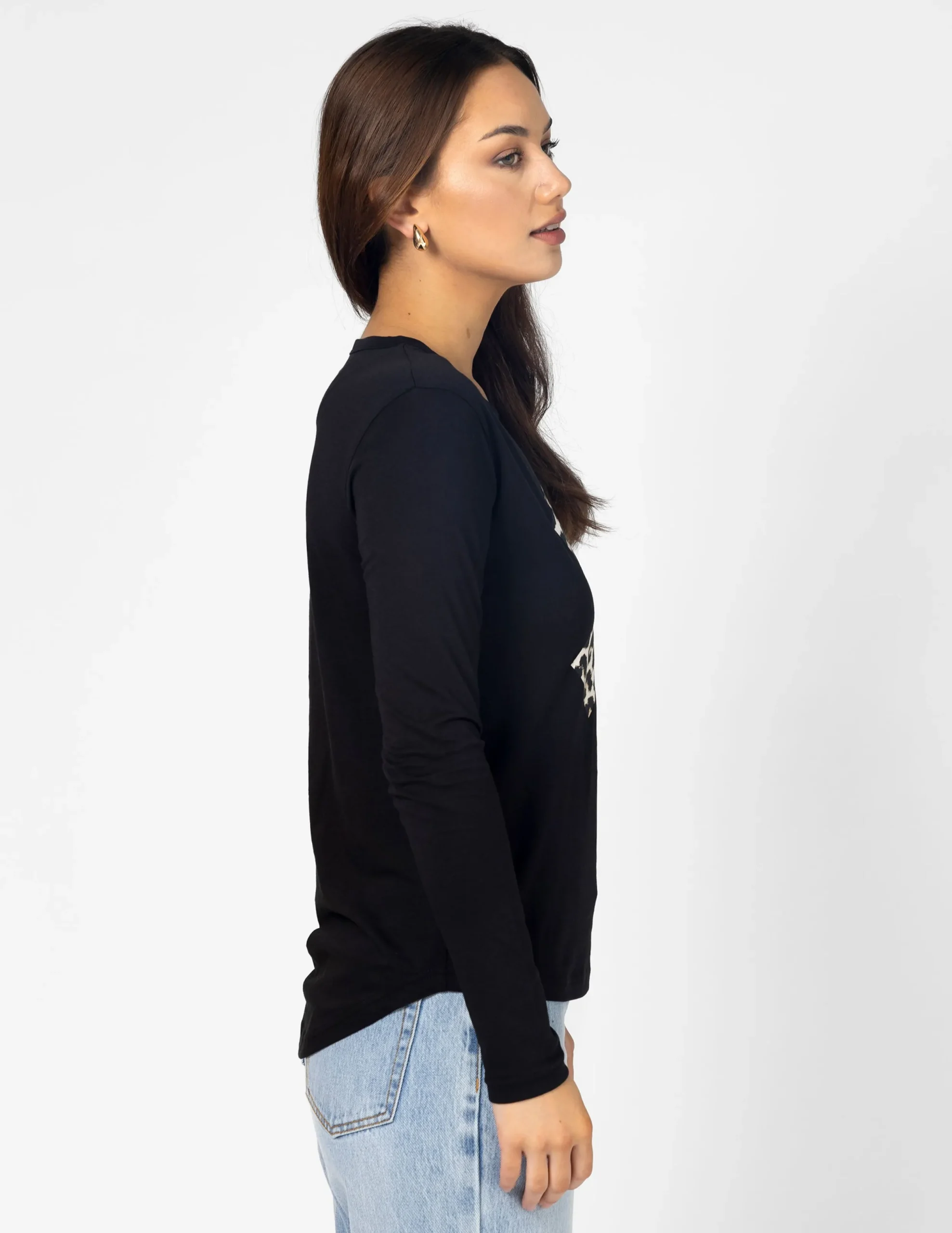 LS Tee - Black Leopard Cross