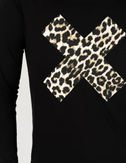 LS Tee - Black Leopard Cross