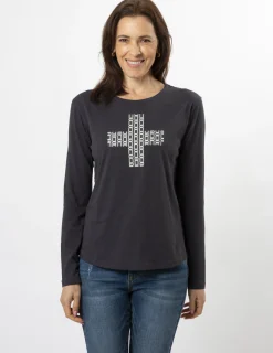 LS Tee - Charcoal Chain Cross