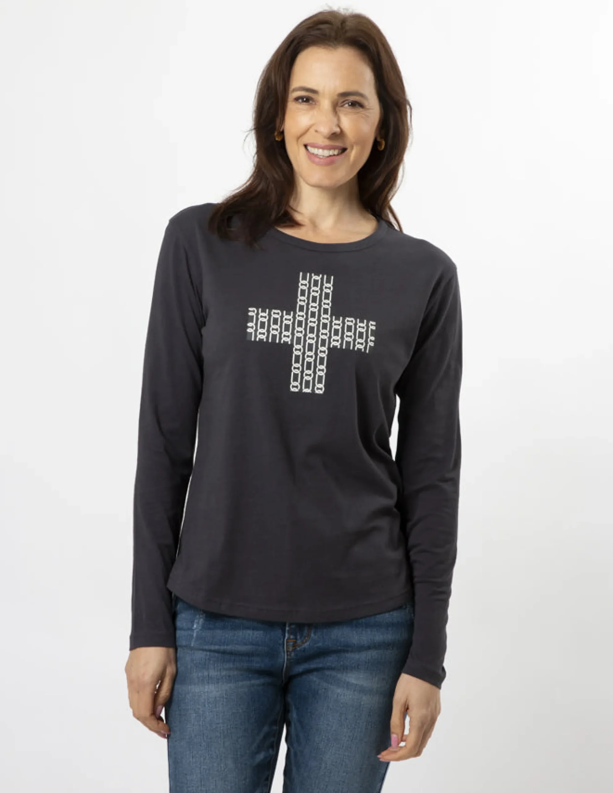 LS Tee - Charcoal Chain Cross