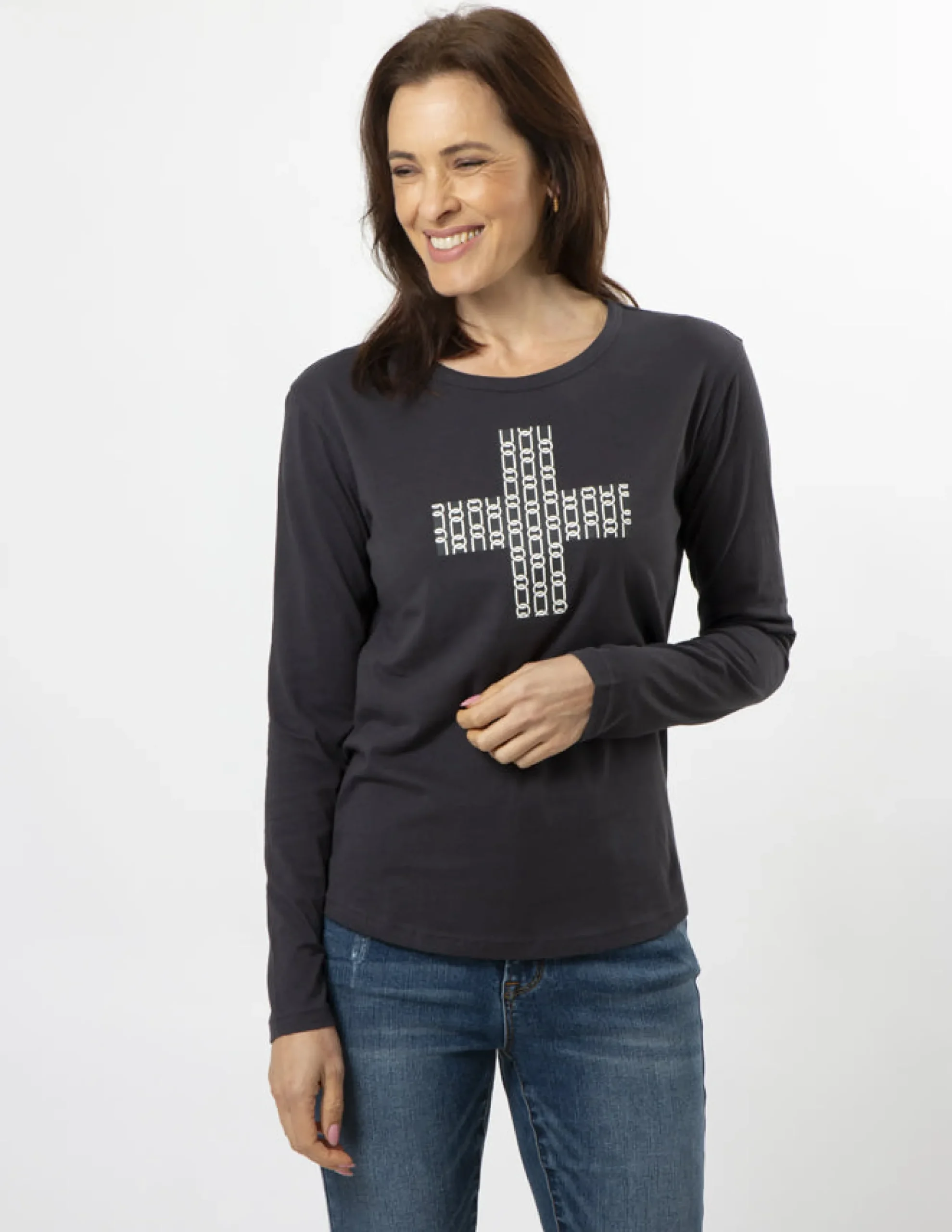 LS Tee - Charcoal Chain Cross