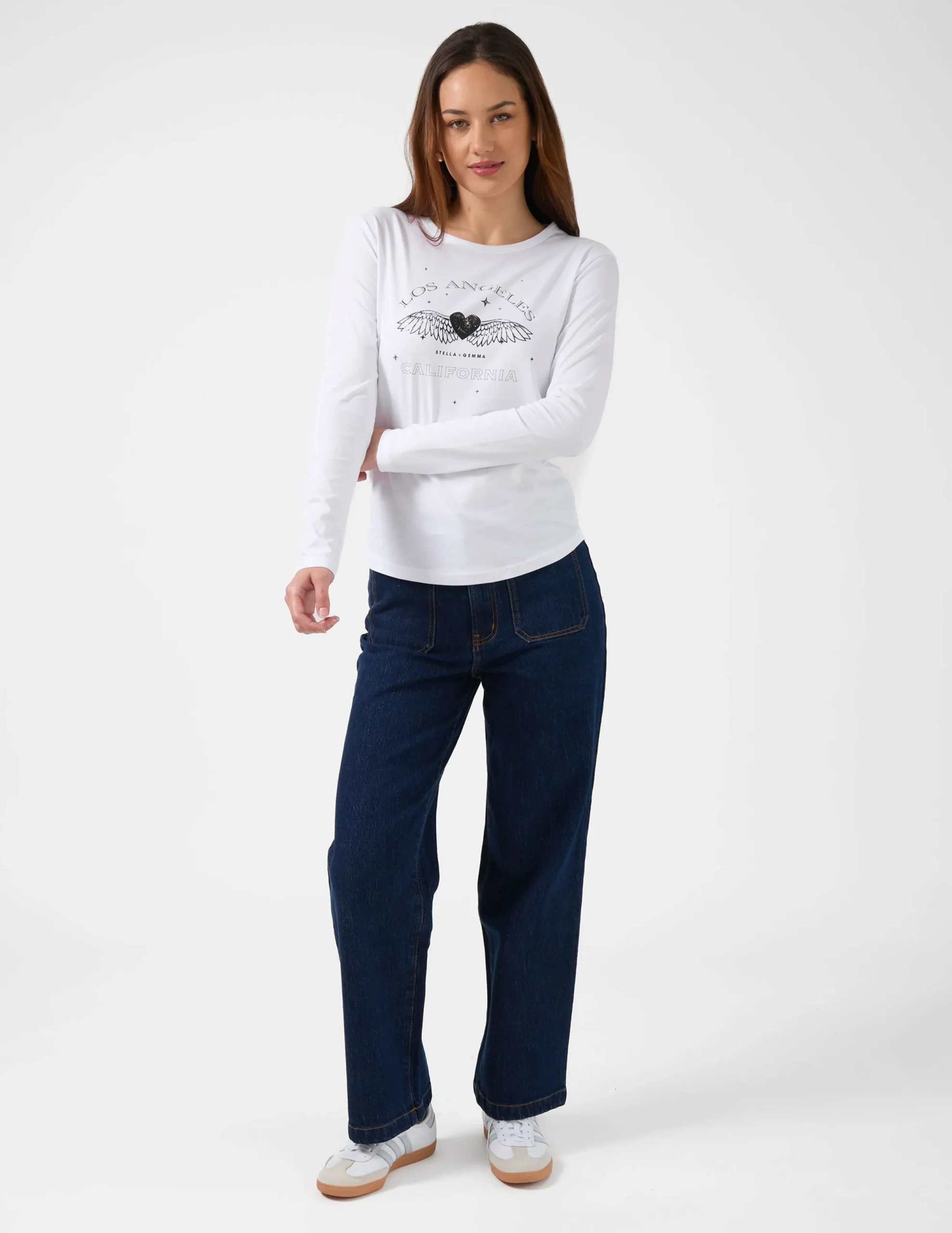 LS Tee Grunge Heart - White
