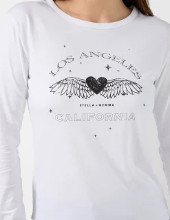 LS Tee Grunge Heart - White