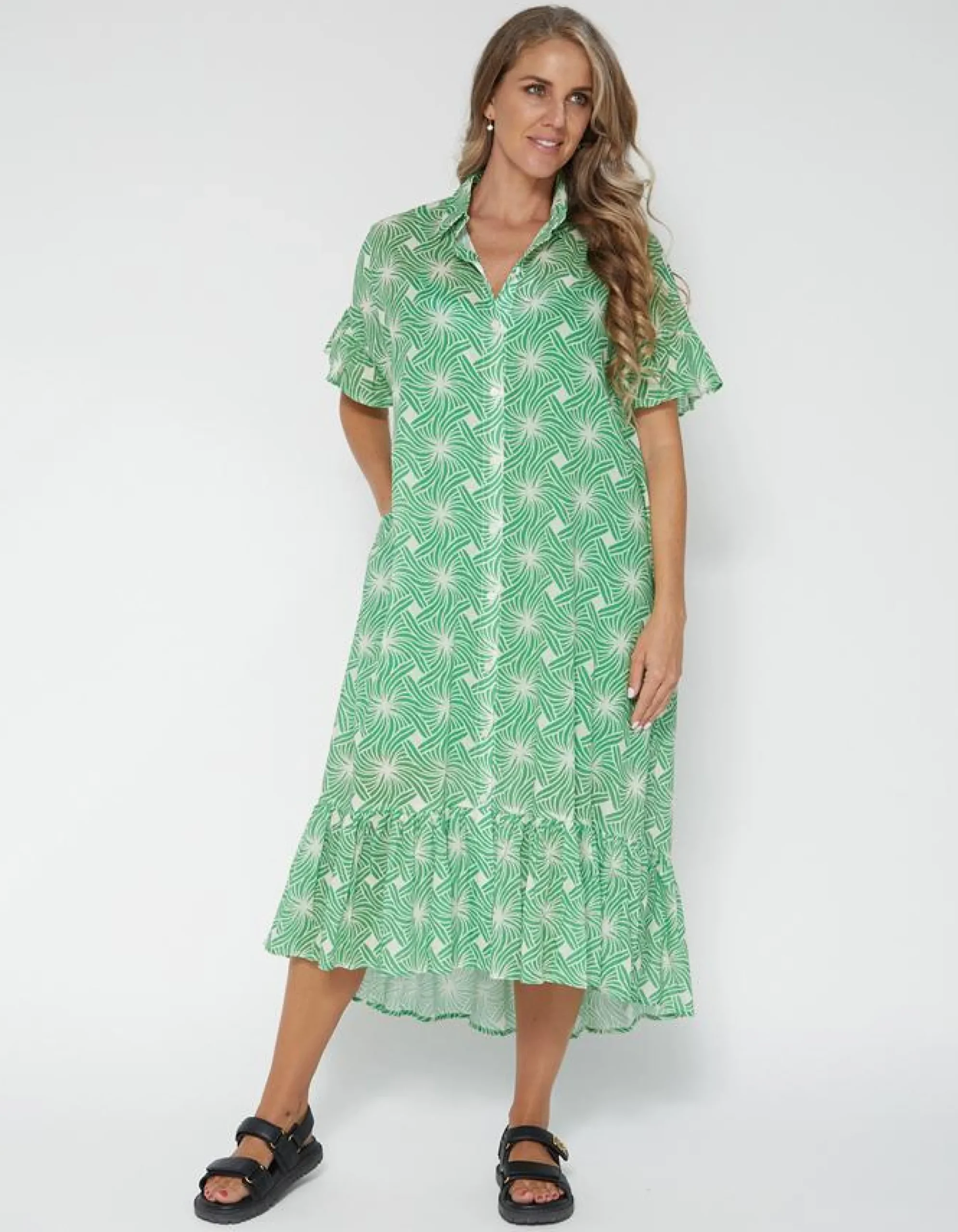 Magnolia Dress - Green Tangles
