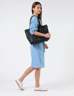 Mara Weave Tote - Black