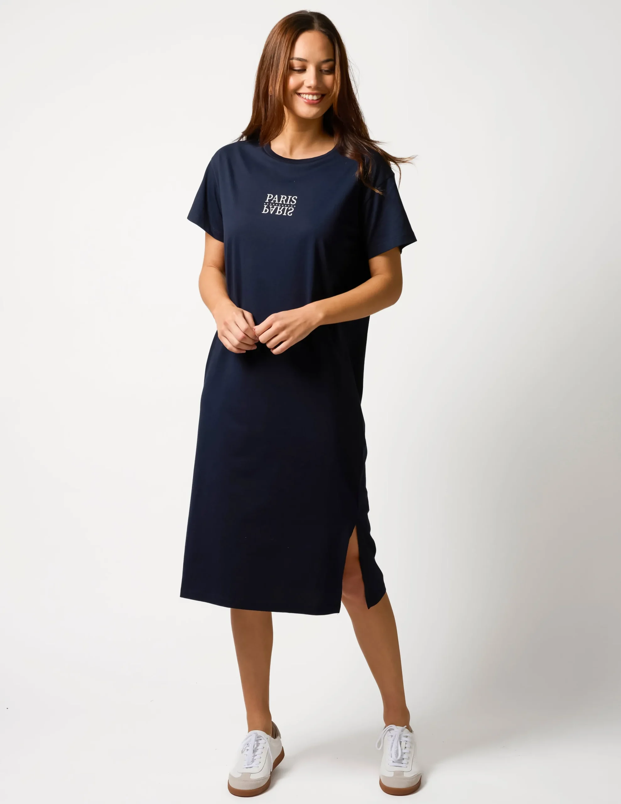 Maxie T-Shirt Dress - Black Paris Crosses