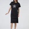 Maxie T-Shirt Dress - Black and White Stripe Star