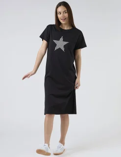 Maxie T-Shirt Dress - Black and White Stripe Star