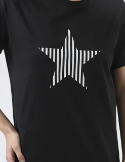 Maxie T-Shirt Dress - Black and White Stripe Star