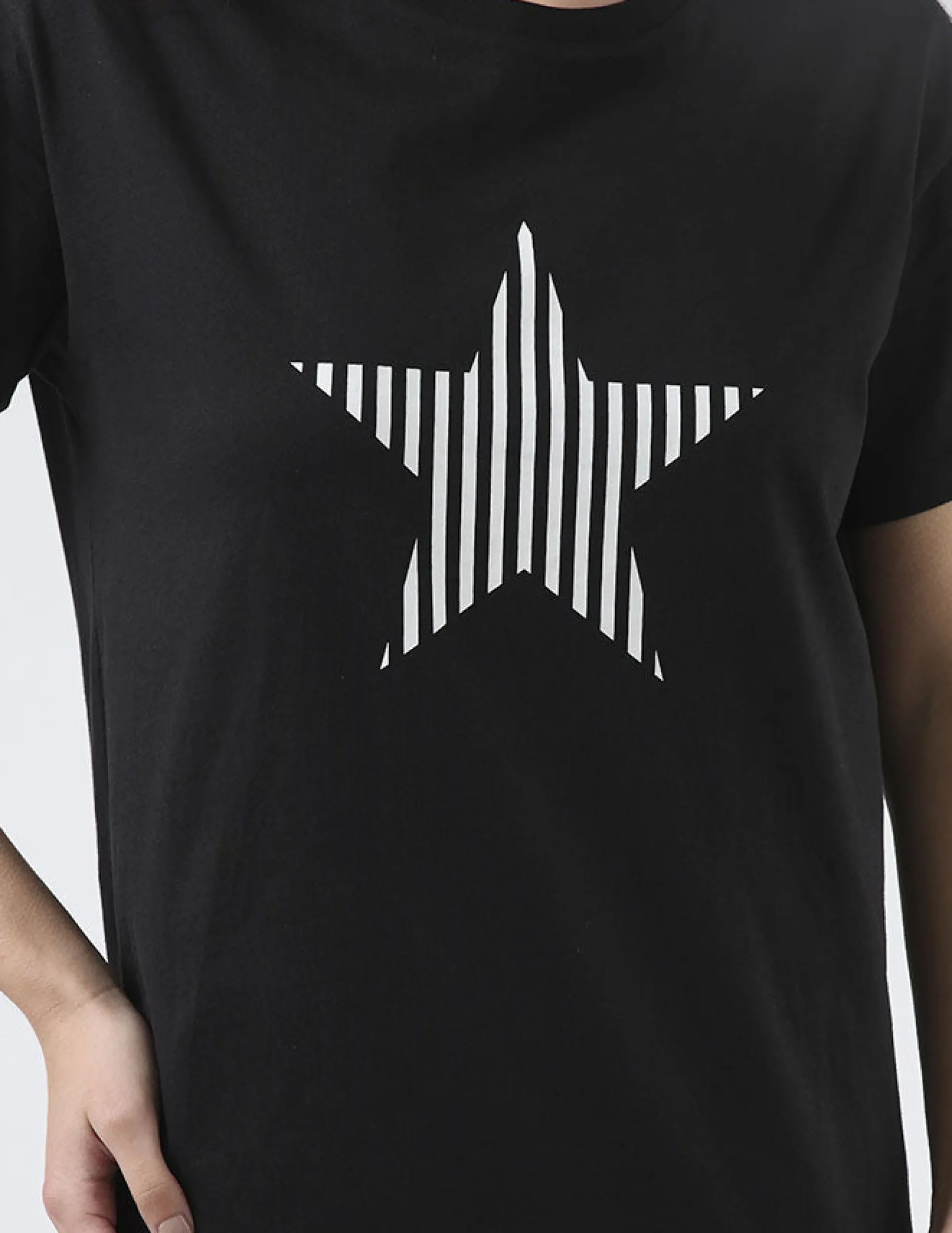 Maxie T-Shirt Dress - Black and White Stripe Star