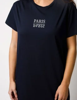 Maxie T-Shirt Dress - Black Paris Crosses