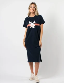 Maxie T-Shirt Dress - Navy Rose Floral