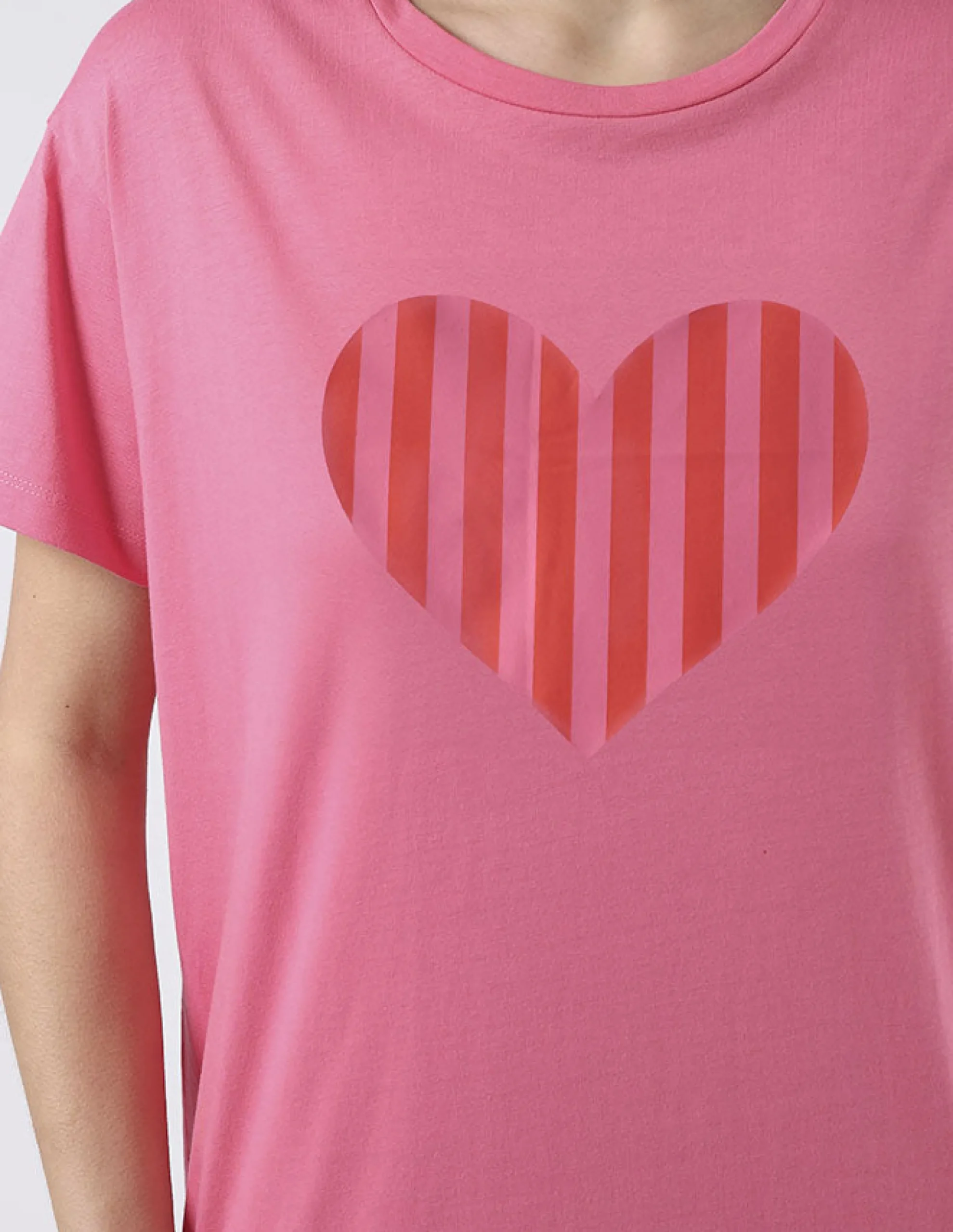 Maxie T-Shirt Dress - Pink with Red Stripe Heart
