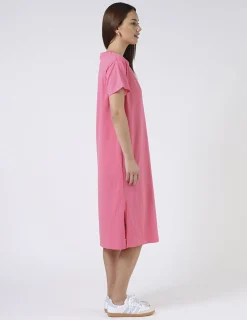 Maxie T-Shirt Dress - Pink with Red Stripe Heart